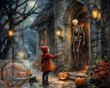 New Glossy Halloween Art Print "Halloween Night" ready to frame, 8x10