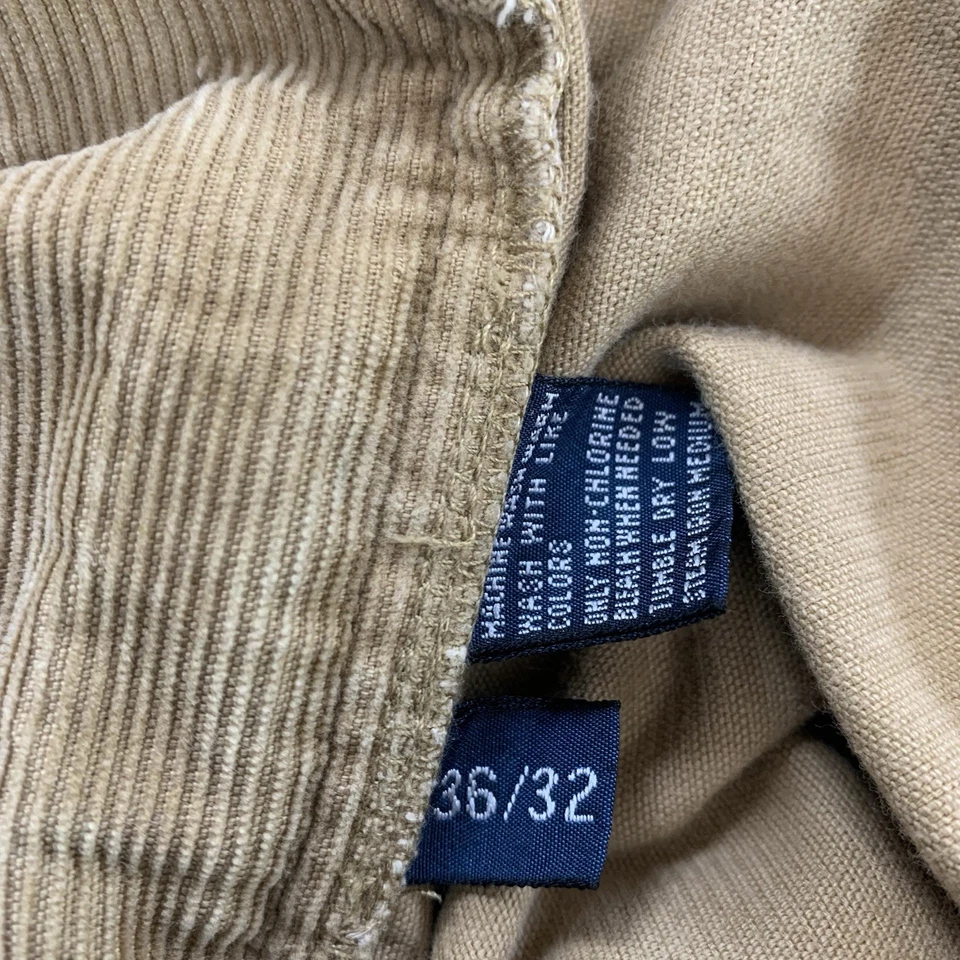 VINTAGE Polo Ralph Lauren Corduroy Pants Mens 36x32 Brown Pleated Preppy Cuffs - Image 3 of 4