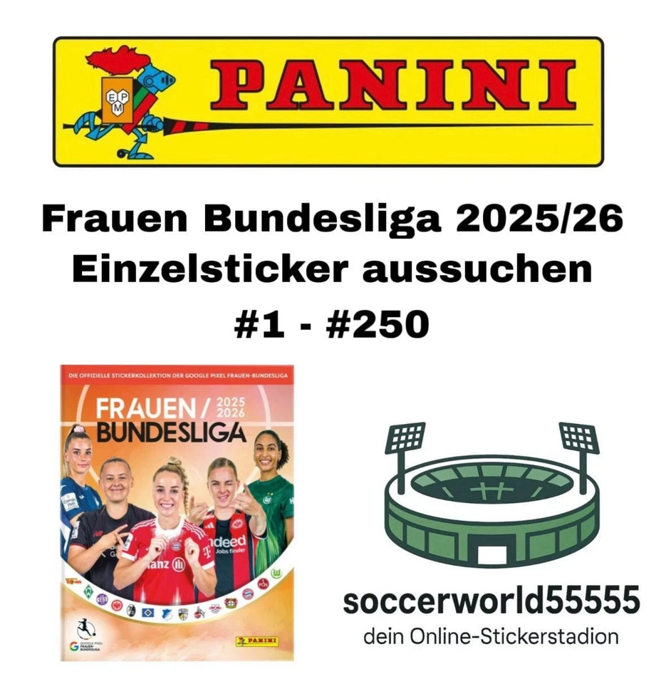 Panini Frauen Bundesliga 2025/26 - Einzelsticker #1 - #250 aussuchen