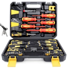 Magnetic Screwdrivers Set with Case,72-piece Includs Slotted, Phillips, Hex,...