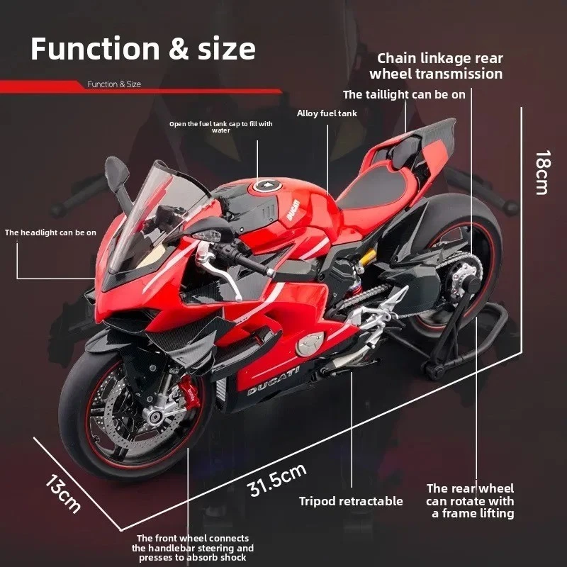 Diecast Spray 1:6 Ducati V4 Motorcycle Alloy Model Collection Miniature Voiture - Image 3 of 4