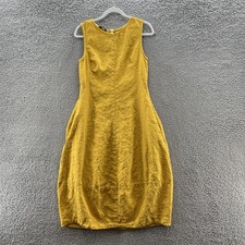 Anthropologie Grand Greece Dress Medium Yellow Linen Balloon Hem Lagenlook Midi