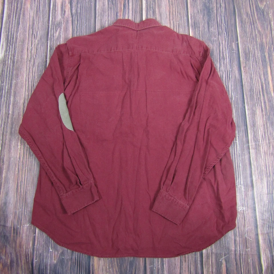 复古 Boston Traders 衬衫男式大号勃艮第套衫肘贴休闲 90 年代 — 第 3/4 张图片