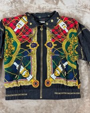 Vintage MURELI Rousso Barroque Bomber Jacket Medium 90s 80s All Over Versace-ish