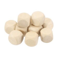 25mm Blank Wooden Dice, 10 Pack Unfinished Wood Cube Blocks, Beige