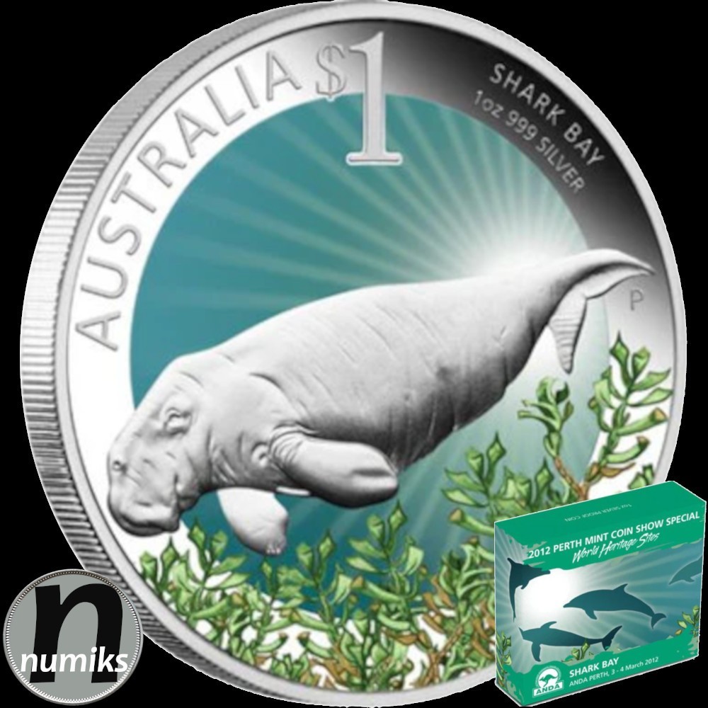 SHARK BAY & Dugong 2012 Australia - 1 oz Silver Proof Color - Celebrate Australia