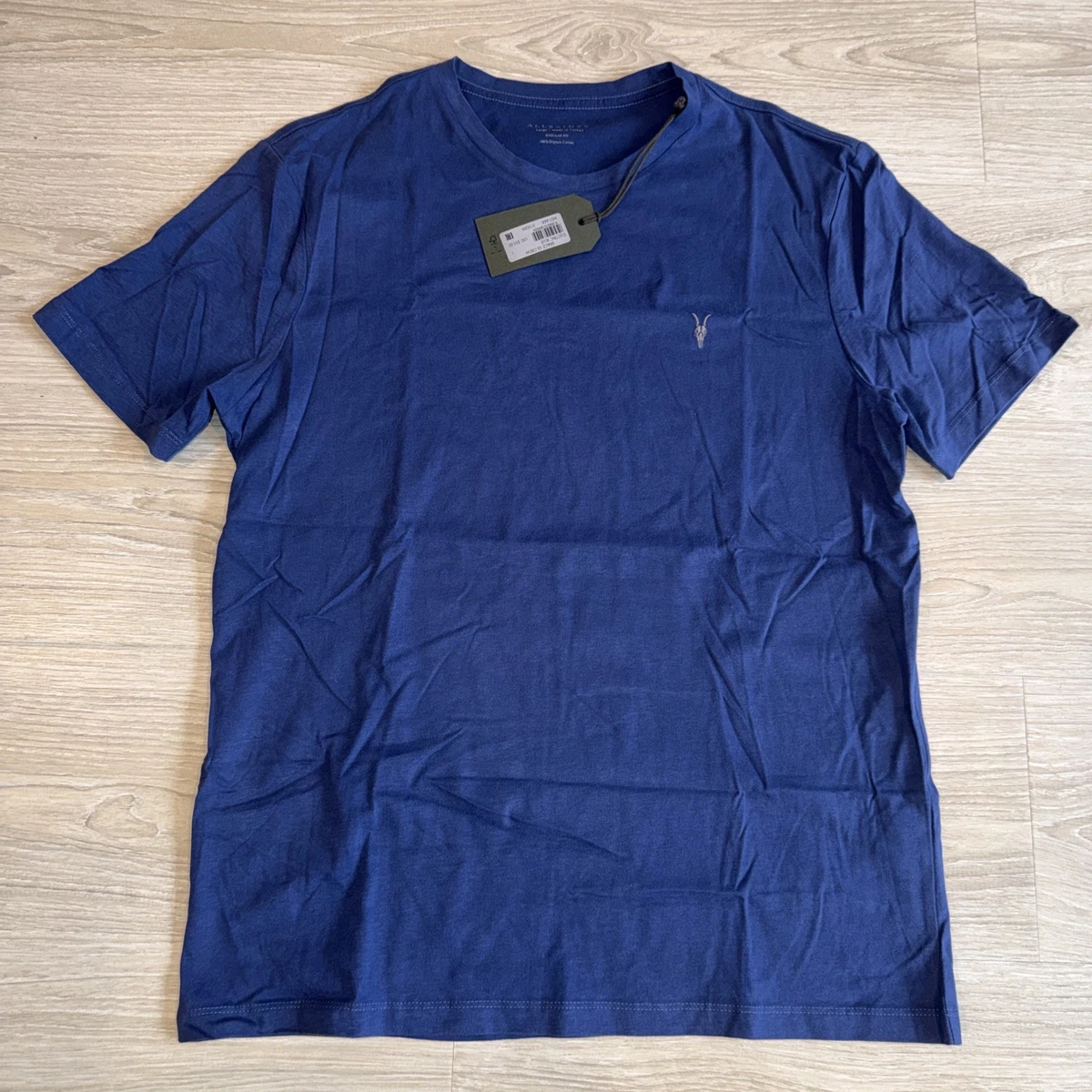 T-shirt AllSaints Homme – Bleu Moyen, Logo Brodé, Manches Courtes, Taille M, Occasion
