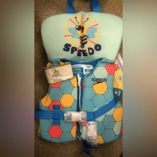 Speedo Blue and Yellow Swim Vest with Geometric Design- INFANT UP TO 30lbs