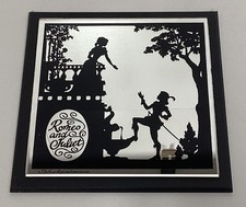 VINTAGE ANTIQUE SHAKESPEARE Romeo & Juliet Black SILHOUETTE PRINT MIRROR TILE