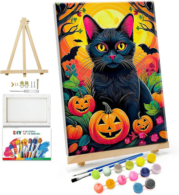 Paint by Numbers Kit for Adults with Frame Halloween Paint by Number with Easel
