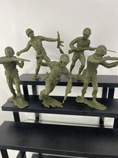 5 Vintage 5" Green Plastic Army Soldiers USMC Marines WWII Iwo Jima Pacific