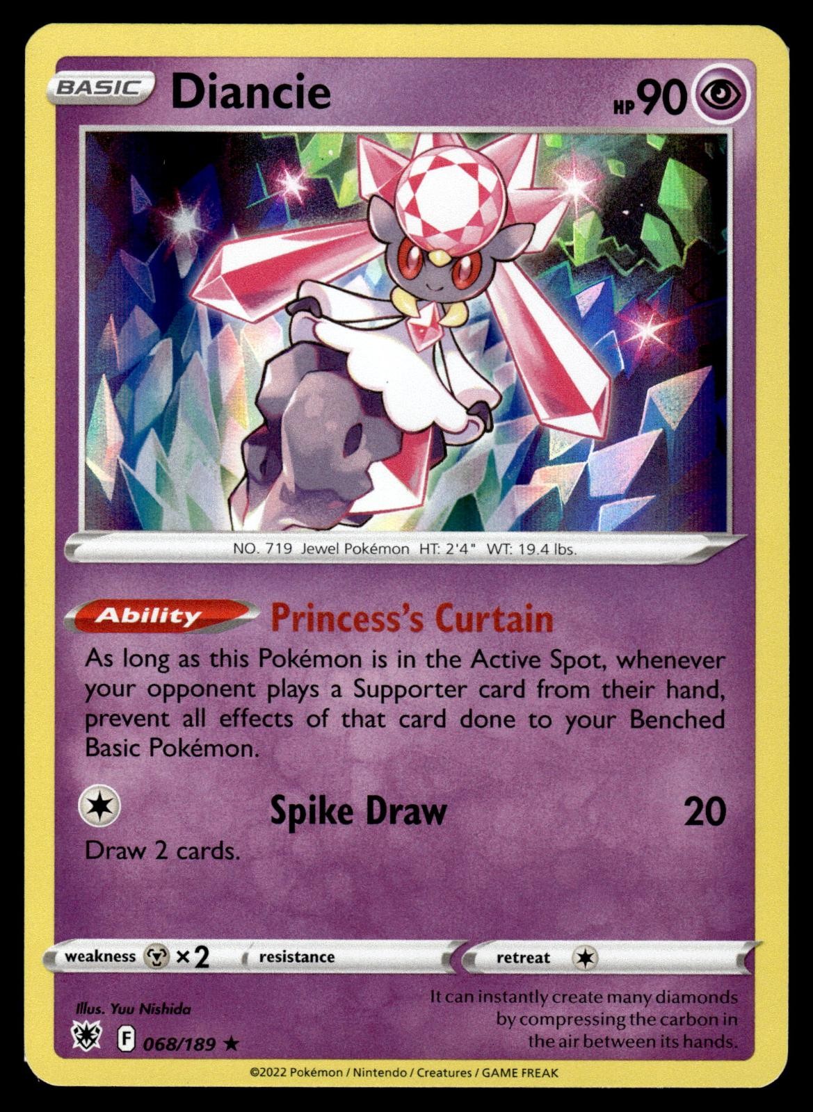 Diancie 068/189 Holo Rare Astral Radiance Pokemon Near Mint