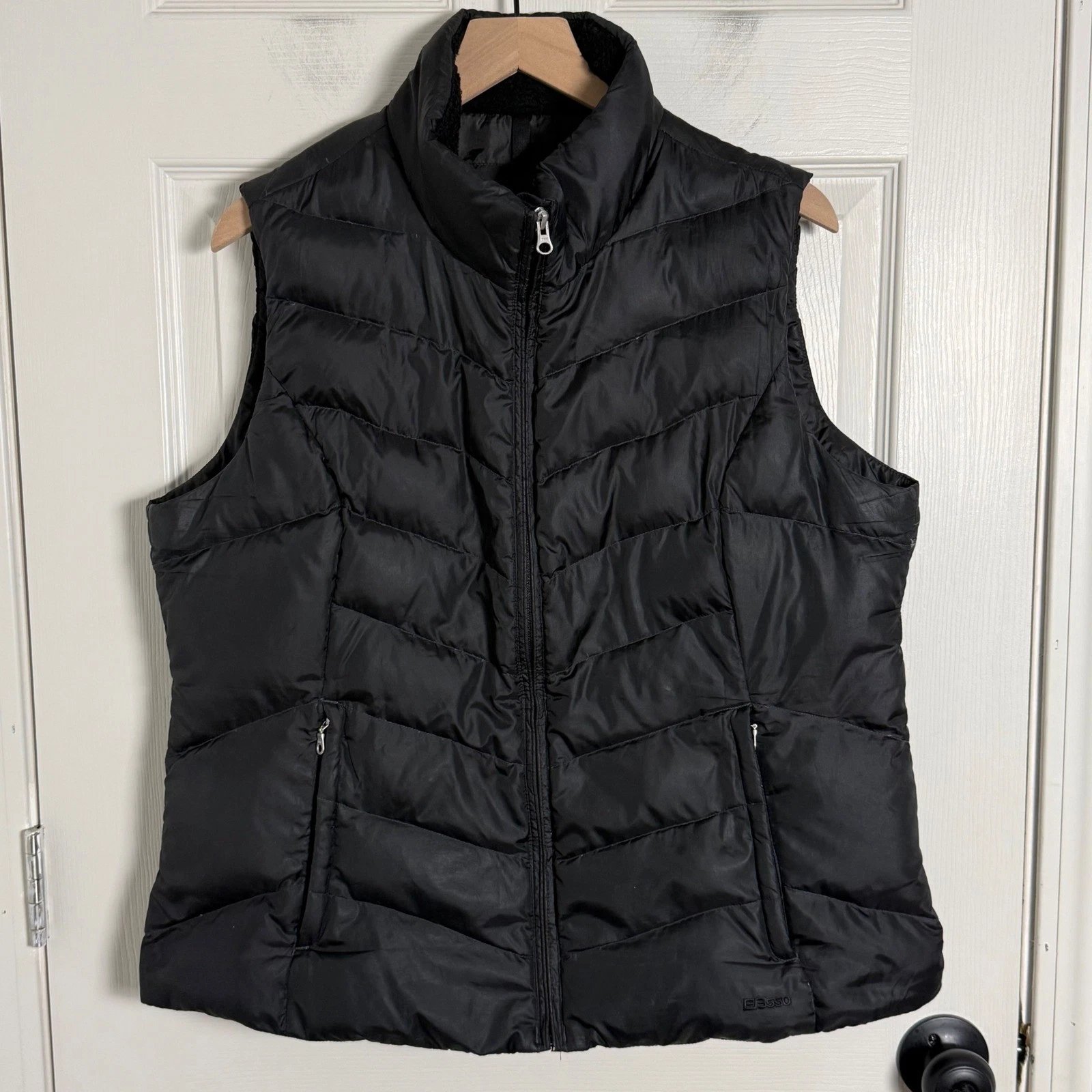 Eddie Bauer EB550 Goose Down Puffer Vest Mens XL Black Quilted Outdoor Hiking