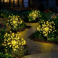 120 LED Solar Firework Lights Outdoor 4 Packs Path Lawn Garden Decor Lamp Warm