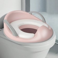 Pink Potty Training Toilet Seat Toddler Splash Guard Handles Non-Slip Base 1Y 