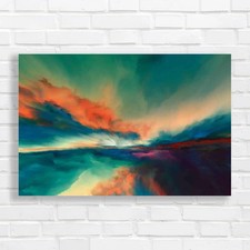 Vibrant Watercolor Sunset Abstract Textural Art Original Canvas Print Large