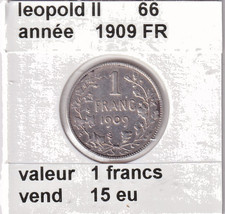 F ) pièces belge de leopold II 1 franc 1909 FR ( 66 )