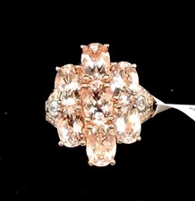 Gold 925 Sterling Silver Ring Gold Over Pink Topaz White Zircon Sz 7 Vermeil New