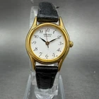 Seiko Watch Women 20mm White Dial Gold Tone Round Vinatge 2y01-0a10 New Battery