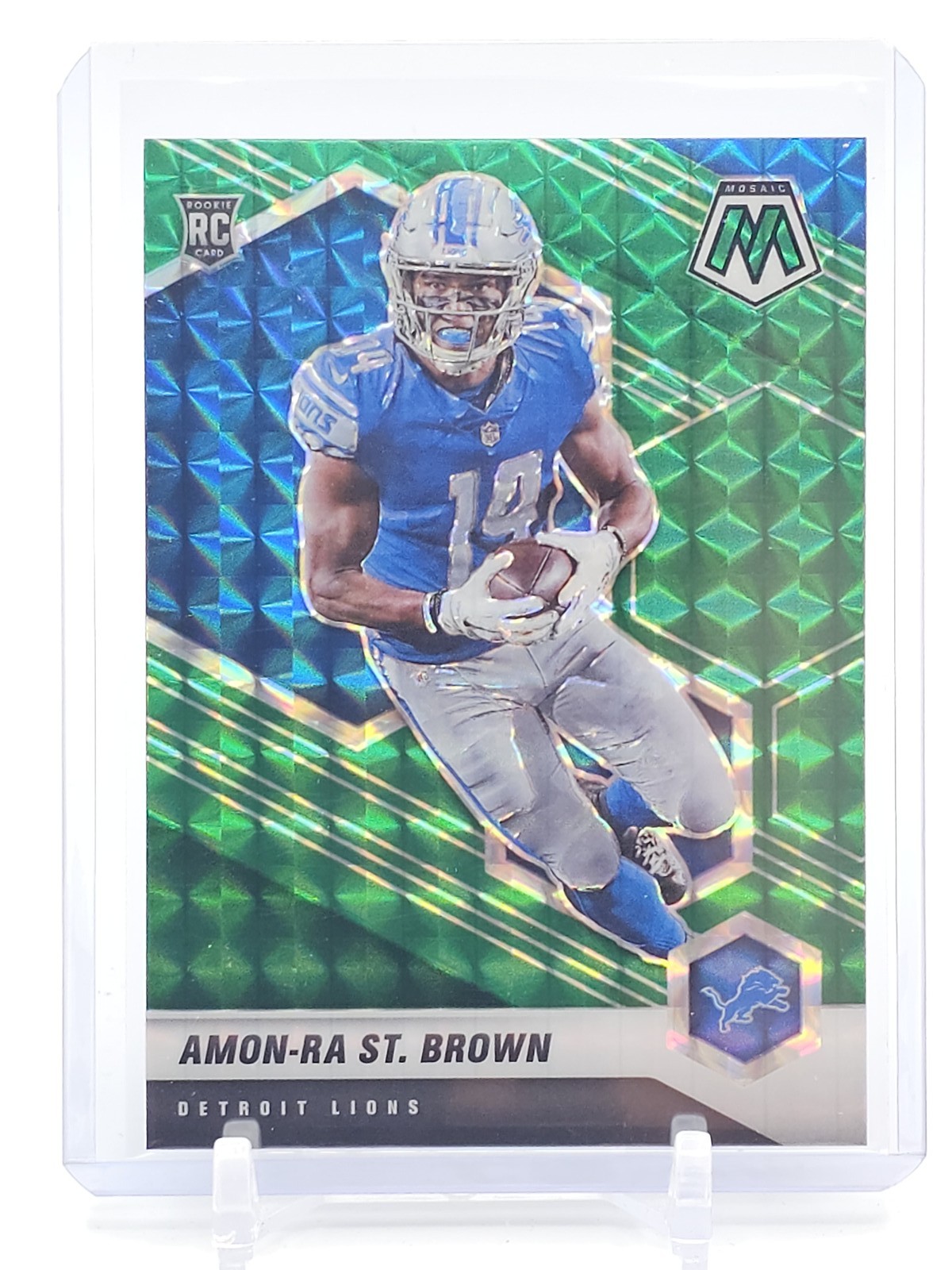 AMON-RA ST. BROWN 2021 MOSAIC ROOKIE GREEN MOSAIC PRIZM #328 LIONS Q1345