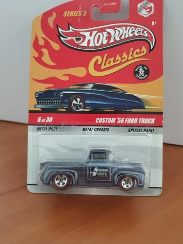 Hot Wheels Classics Series 5 #6 Custom '56 Ford Truck in Black- Redline 5 Spokes