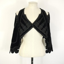 Jean Paul Gaultier Bolero Jacket Black Velvet Embroidered Vintage Size 12