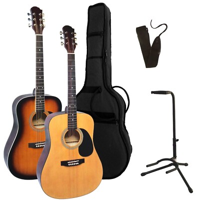AKUSTIKGITARRE WESTERNGITARRE LERNGITARRE STARTER SET + STÄNDER + TASCHE +FARBEN