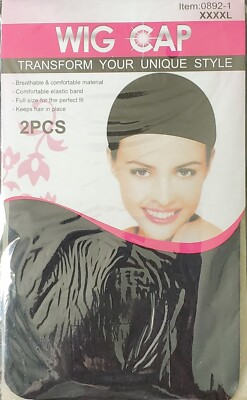 2PCs Black Wig Cap Breathable & Comfortable, Elastic  Wig Cap 