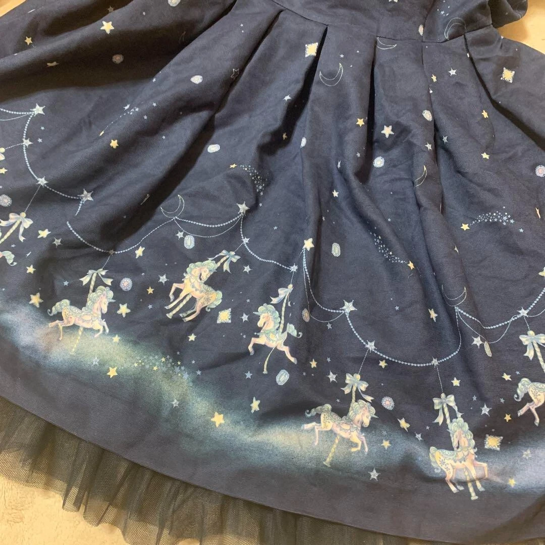 UNDERCOVER Abito modello unicorno miele segreto colore stella luna blu navy taglia 2 M moda donna