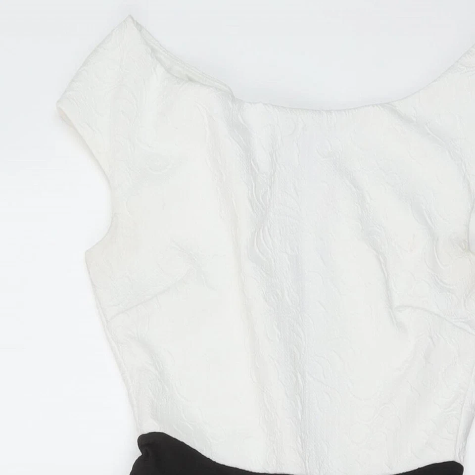 Goddess Womens Black Polyester Skater Dress Size 8 Boat Neck Zip - Image 3 of 4