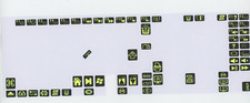 60 Fluorescent Green Colored Keyboard Stickers of Odd Keys 1/4 x 1/2"-1/2"x 3/8"