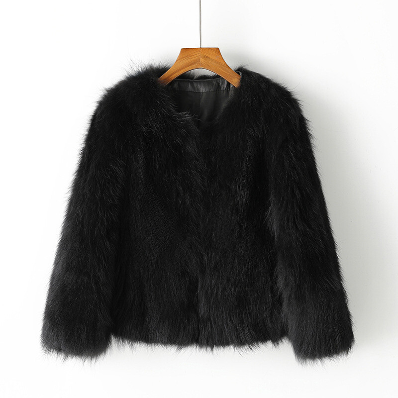 Fashion Short Coat Womens Real Fox Fur Jacket Outwear 3/4 Sleeve 
