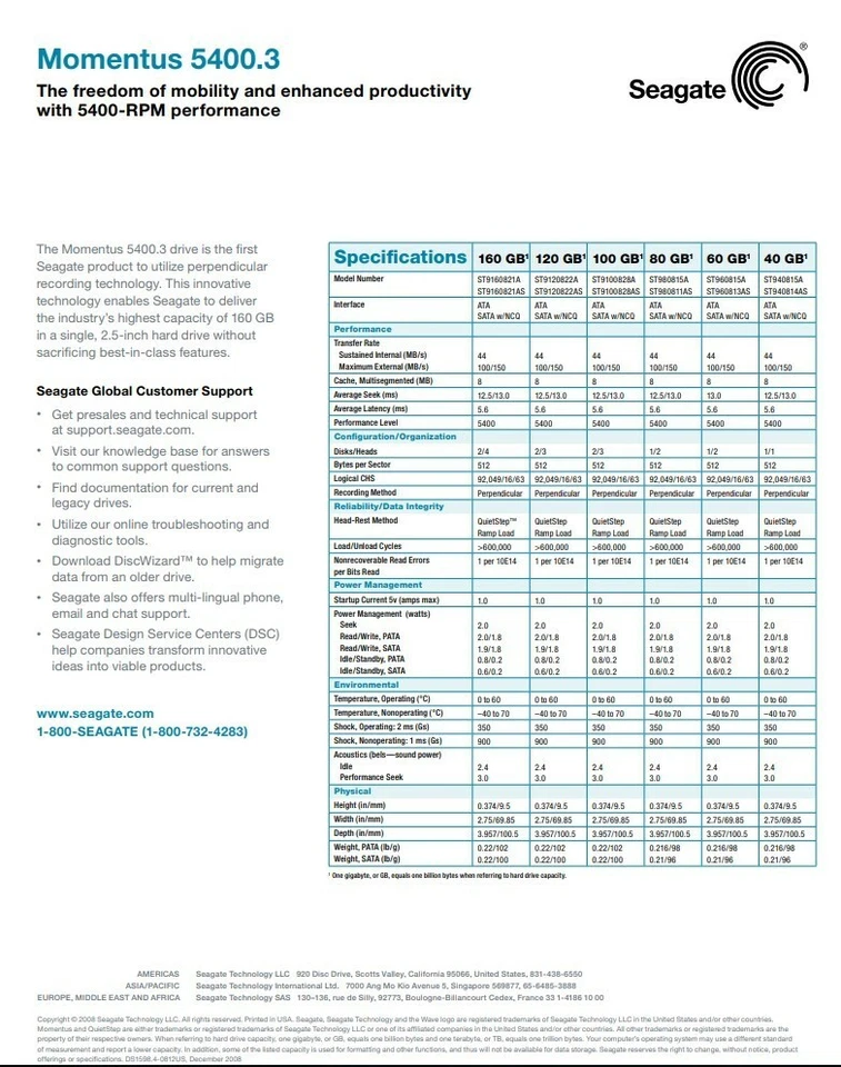Seagate 60GB Momentus 5400 RPM Internal Hard Disc Drive HDD 2.5" New NOS - Image 4 of 4