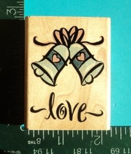 Inkadinkado LOVE Saying BELLS BOW HEARTS Rubber Stamp Anniversary