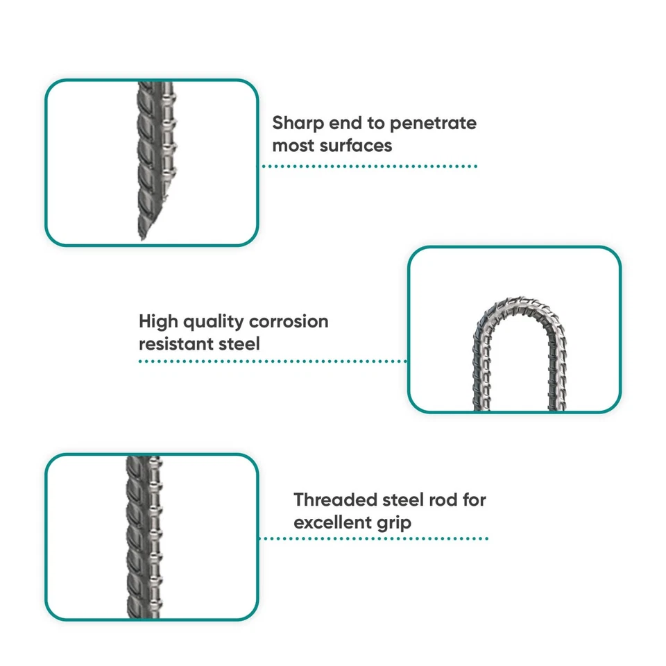 Vodaland ground rebar galvanised steel stakes | 30cm (12 inch) long J Pins - Image 3 of 4