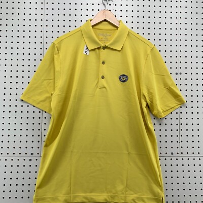 Medinah Country Club Polo Shirt Yellow Bobby Jones Men Medium Fits 22.5x31