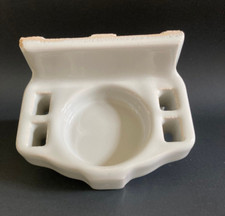 Vintage Mid Century Lt Gray Toothbrush  Cup Ceramic Porcelain 1950  s Wall Mount