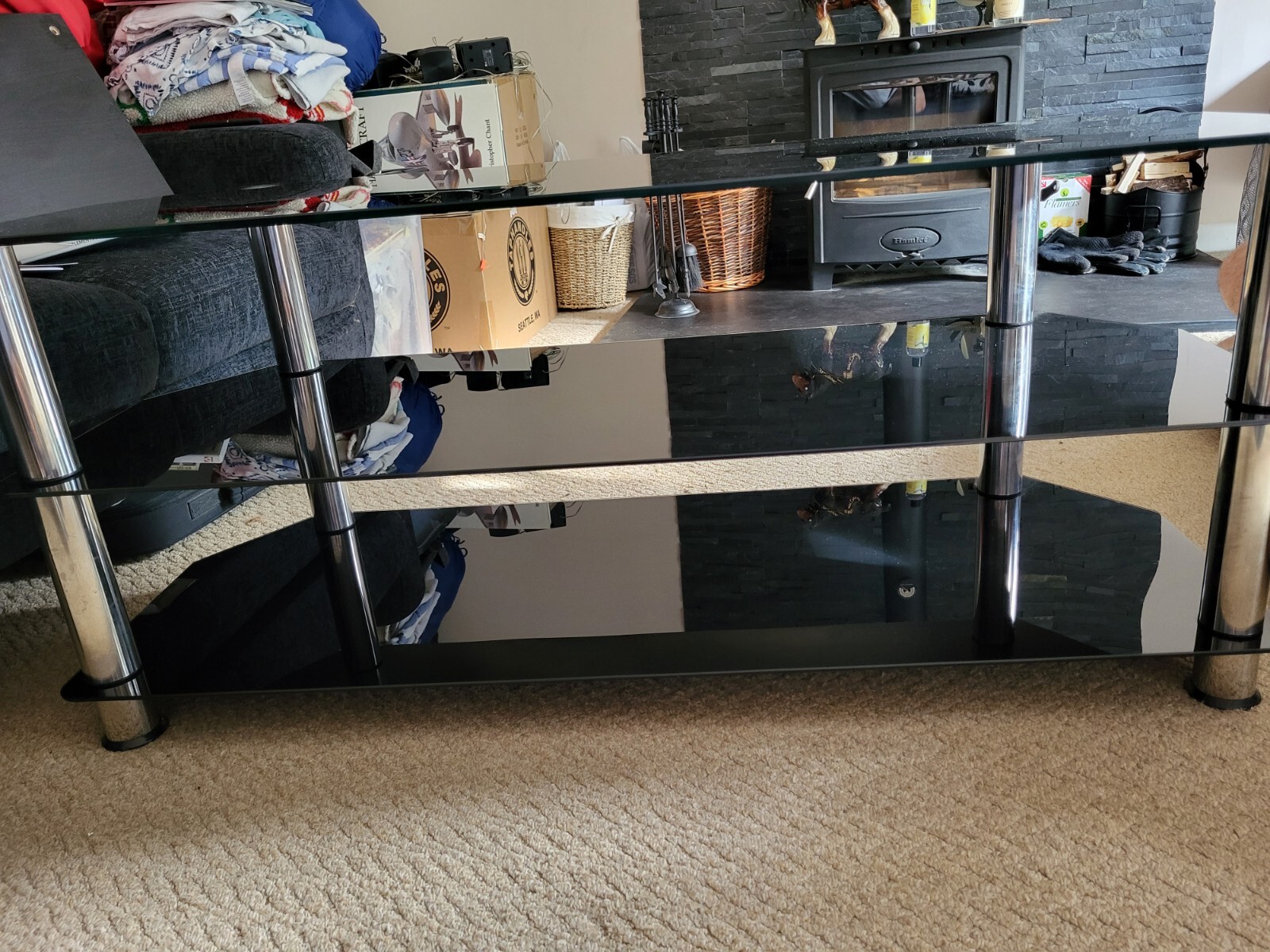 Black Glass TV Stand eBay