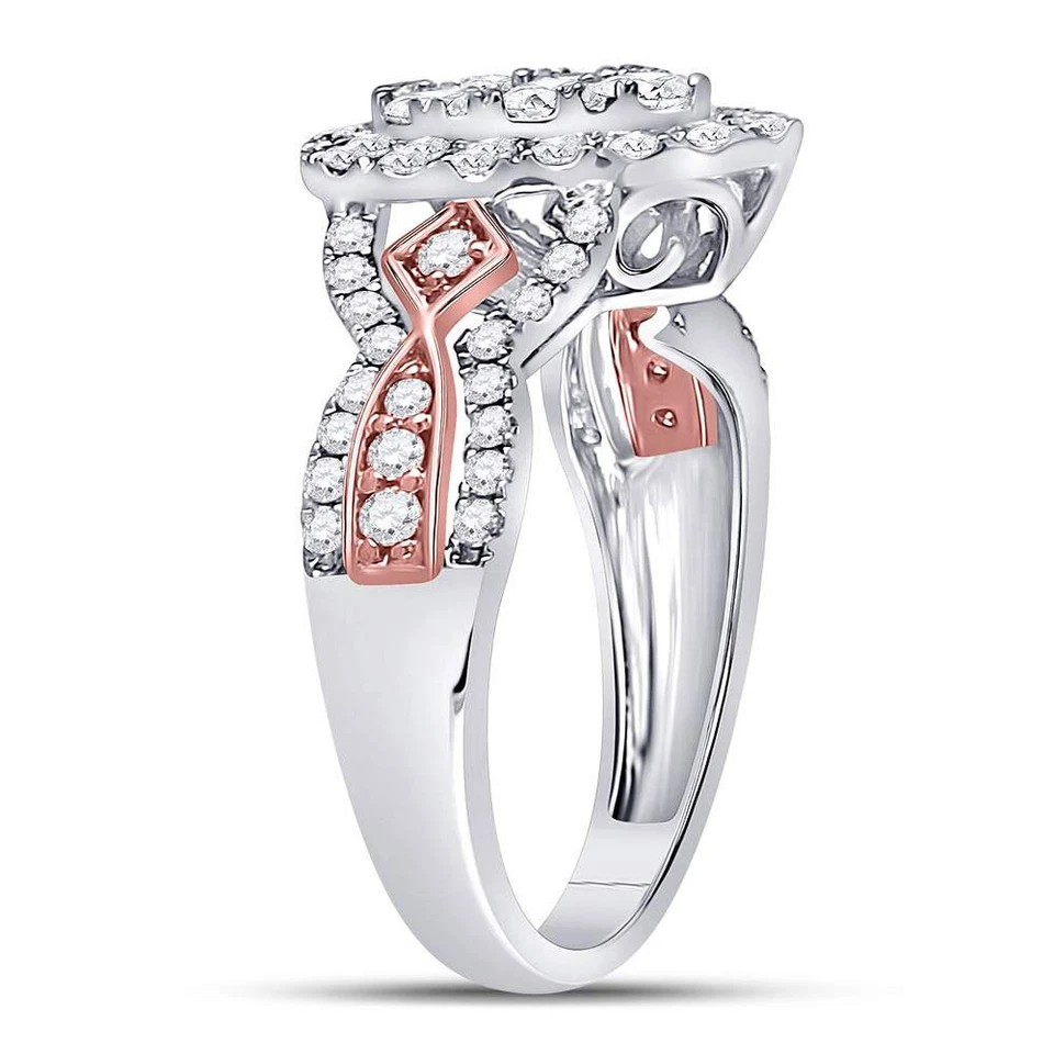 14k Two-tone Gold Womens Diamond Teardrop Cluster Bridal Engagement Ring 1.00ctw - Image 2 of 4