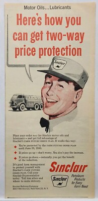 1959 Sinclair Motor Oil Farm Farming MCM Original Print Ad Life Magazine 50s