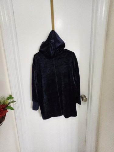 Chicos Zenergy Velvet Tunic Hoodie Pullover Blue Sz8/10 Euc - Picture 5 of 12