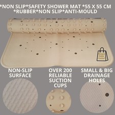 Naoloture Large Clear Green Shower Mat - 27x27 Inch Non-Slip Square Bath Mat With Suction Cups & Drain Holes - View #4