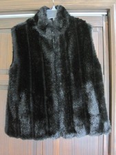 Olympia Size Small Black Faux Fur Vest Reversible