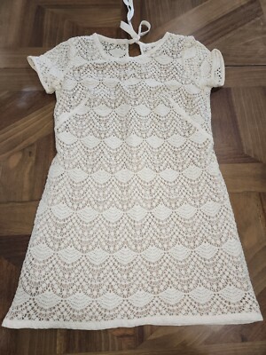 Loft Ivory Tan Crochet Lace Dress Shift, Size 4, Women | eBay