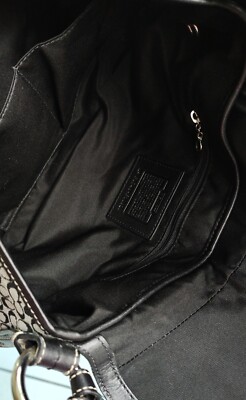 Coach F10926 Vintage Soho Black Leather & Signature C Canvas