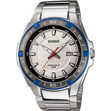 Casio Men's MTP1306D-7AV Silver Stainless-Steel Quartz Watch with white Dial