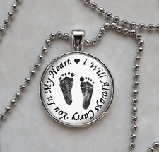 I Will Always Carry You In My Heart Baby Feet Love Miscarriage Necklace
