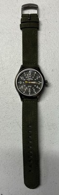 Timex T49961 Expedition Scout Watch Green Canvas Band Date Indiglo WR50M ***