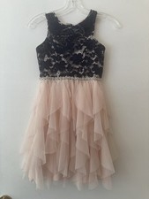 Rare Editions Navy Blue Fancy Party Pale Pink Tull Dress Girls Size 10