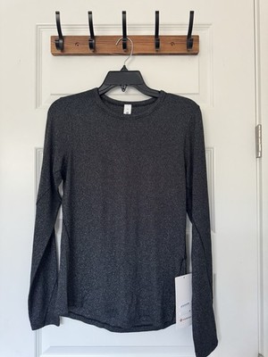 Lululemon Hold Tight Long-Sleeve Shirt Sparkle, NWT, BLK/SLVR, Size 4